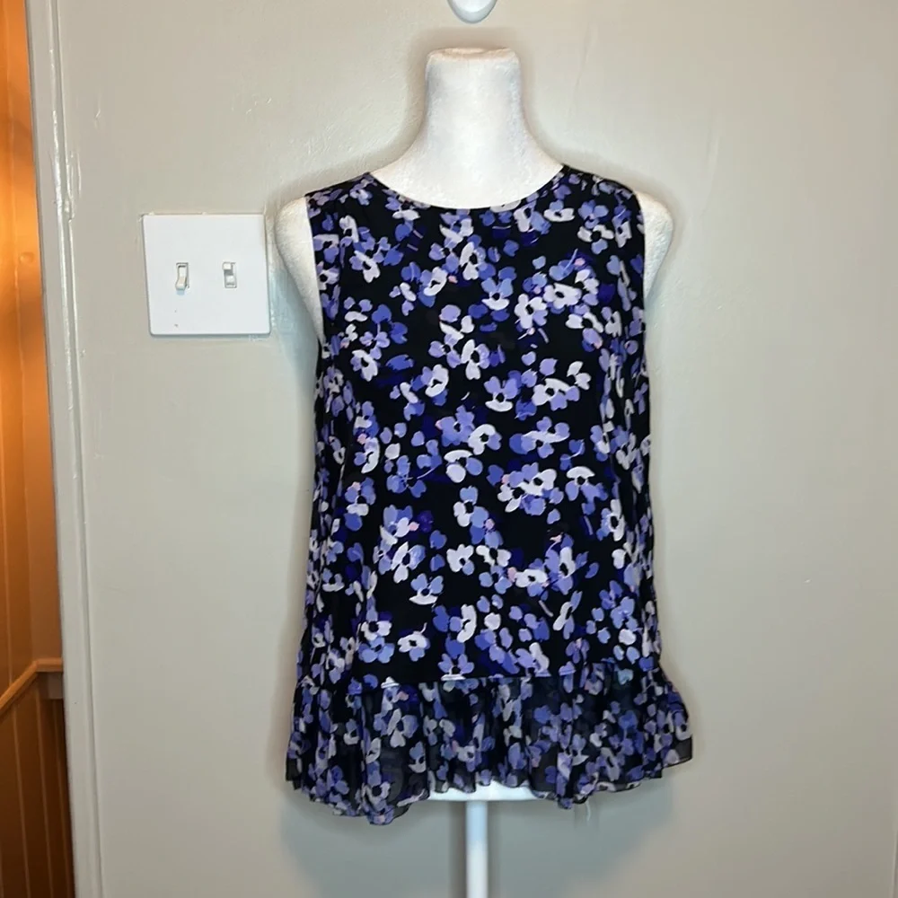 Kate Spade Floral Hydrangea Silk Double Layer Tank Size Extra Small